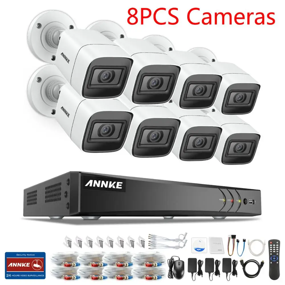 ANNKE 4K 8CH HD ультра четкие кадры CCTV системы безопасности 5в1 H.265 DVR с 4X или 8 Мп Открытый Всепогодный домашний видео комплект - Цвет: 8PCS Cameras