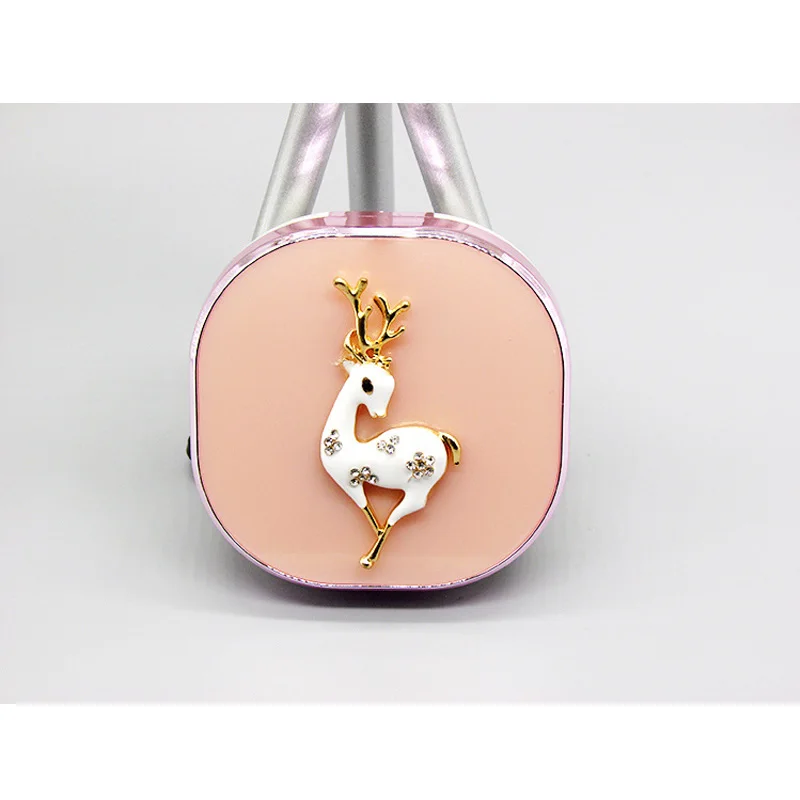 White deer Чехол для контактных линз Sika с изображением оленя и кокосового дерева с зеркальным рисунком, красивый чехол для объектива, Подарочная коробка для хранения контактных линз - Цвет: White deer
