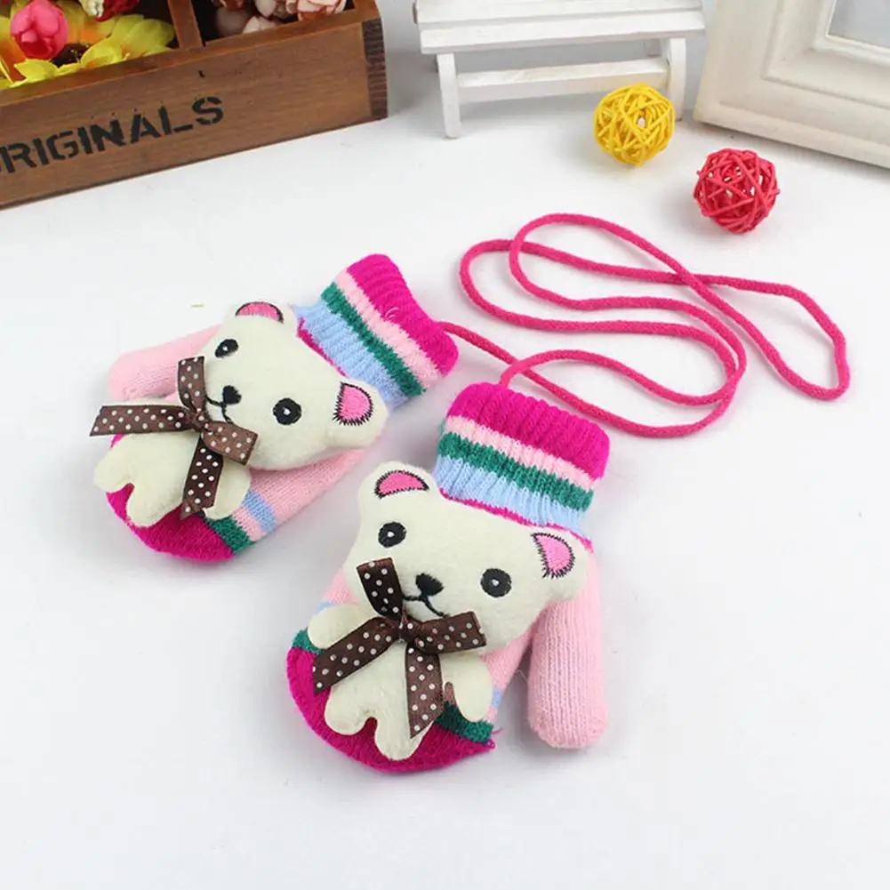 Studyset Boy gloves Girl Cute Cartoon Warm Thickening Knitted Gloves for Winter Autumn acrylic Cartoons children