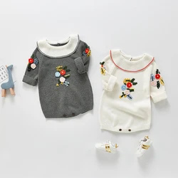 Barboteuse à manches longues pour bébé, combinaison en tricot imprimé pour enfants, vêtements 