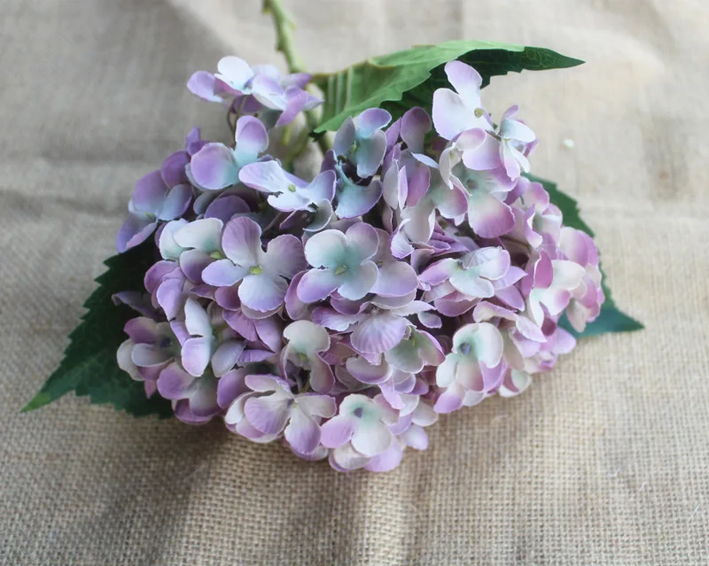 Purple Большая Гортензия ветвь цветка шелк искусственный Цветы Свадебные украшения домашний стол центральный Декор Флер искусственное - Цвет: Purple