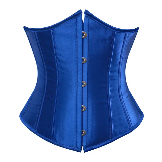 Underbust Corset Sexy Women's Underwear Waist Slimming Body Shaper for Women Steampunk Lace-up Corset Blue