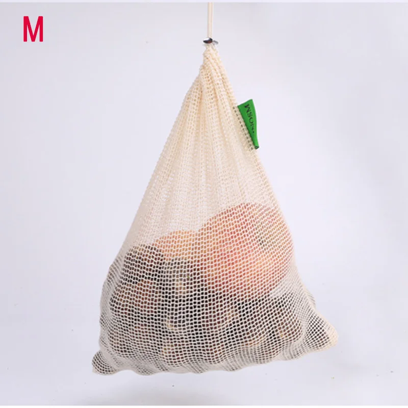 Многоразовые продукты мешки моющиеся Drawstring сетки продуктовые мешки для овощей фруктов покупок O66
