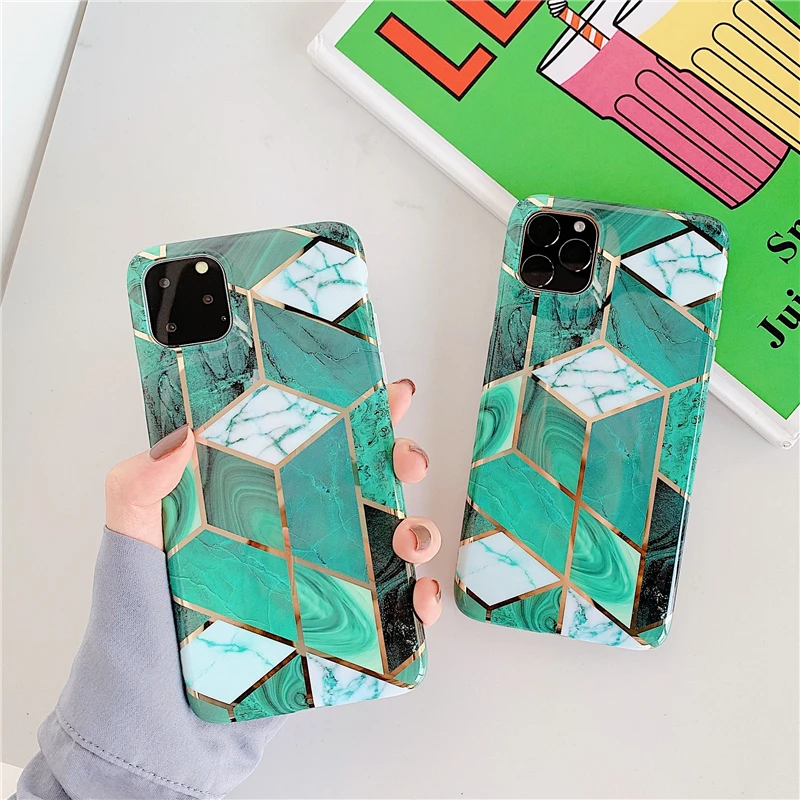 

Electroplated dark green splicing mobile case for iPhone 6 High-grade 6Sp78Plus XR UNBreak XS,classic for iPhone 11 Pro Max case