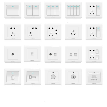 

Various Types Button Switch Socket Panel 10A Power Supply Two Three Socket Wall Light Switch Electrical Accessories
