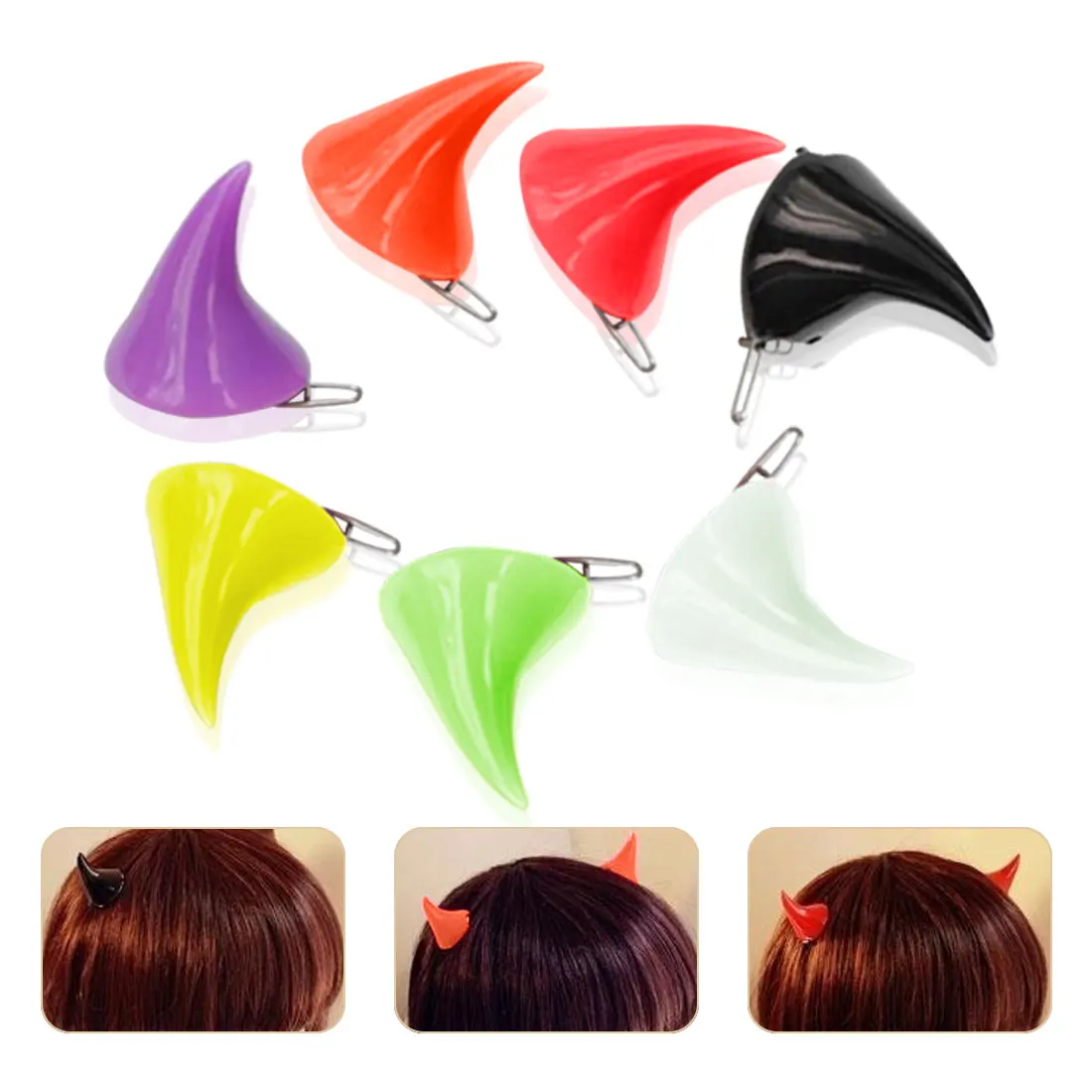 2pcs Women Chic Halloween Stereo Devil Horns Ears Clip Hairpin Hair barrettes