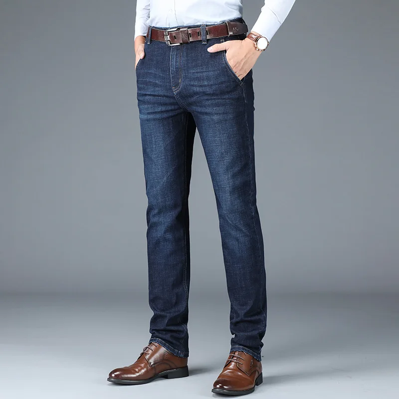 Deals Men's Quality classic jeans denim overalls pants comfortable  man Full length Bouncy pants High waist outdoor Retro Large size