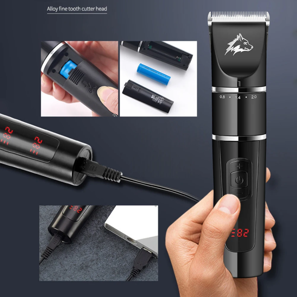 Usb зарядка уход резка низкий уровень шума щетка профессиональный беспроводной бритья ЖК-дисплей Pet волос электрическая расческа триммер Набор собака