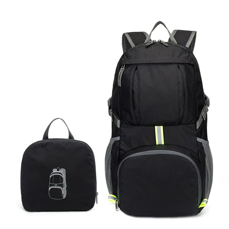 Легкий открытый рюкзак Floding Daypack City нейлоновая сумка Велоспорт Альпинизм бег кемпинг тактическая Треккинговая сумка 35L - Цвет: Черный цвет