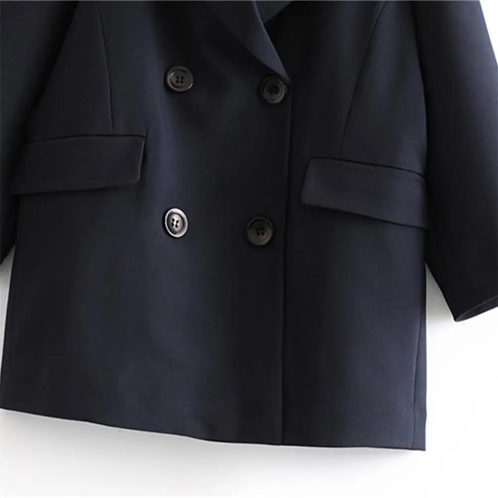 Za2019 осенний женский лацкан, длинный рукав, свободный карман, Костюмный пиджак, двойной лацкан, Свободный Повседневный костюм пальто, 08465265401