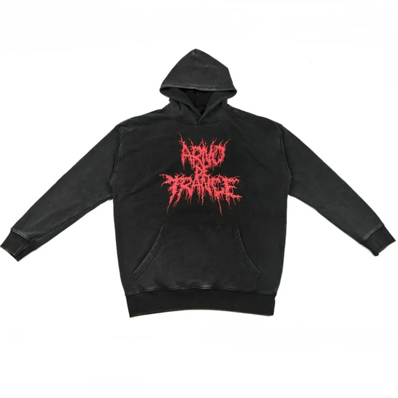 

Vintage Black Raglan Hoodies Hip Hop Loose Fit Lettering Pullover Streetwear