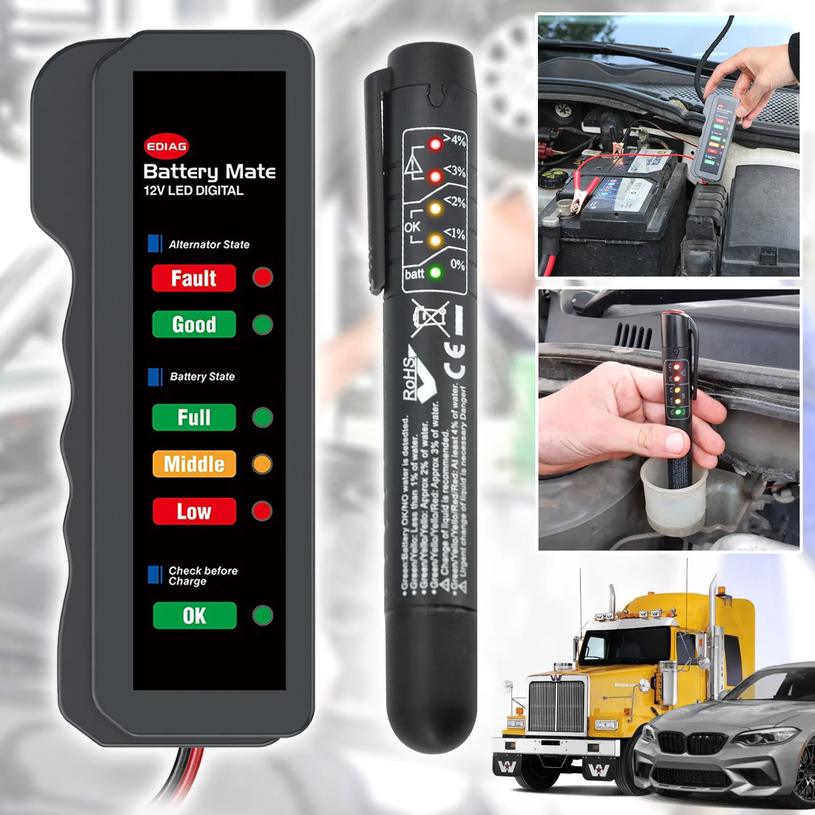 Brake Fluid Tester Accurate Oil Quality Check Pen Tool Kit Car Battery