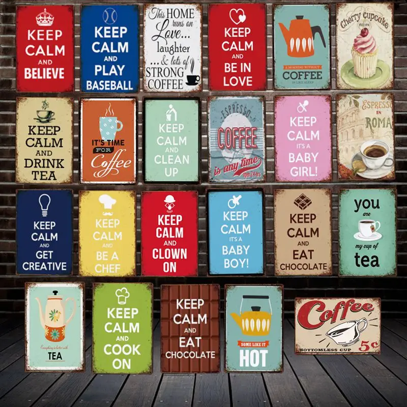 [WellCraft] KEEP CALM TEA BELIEVE COOK кофе баскетбол на металлической Настенная Наклейка оловянные знаки цитата на заказ Mordern Декор LT-1978