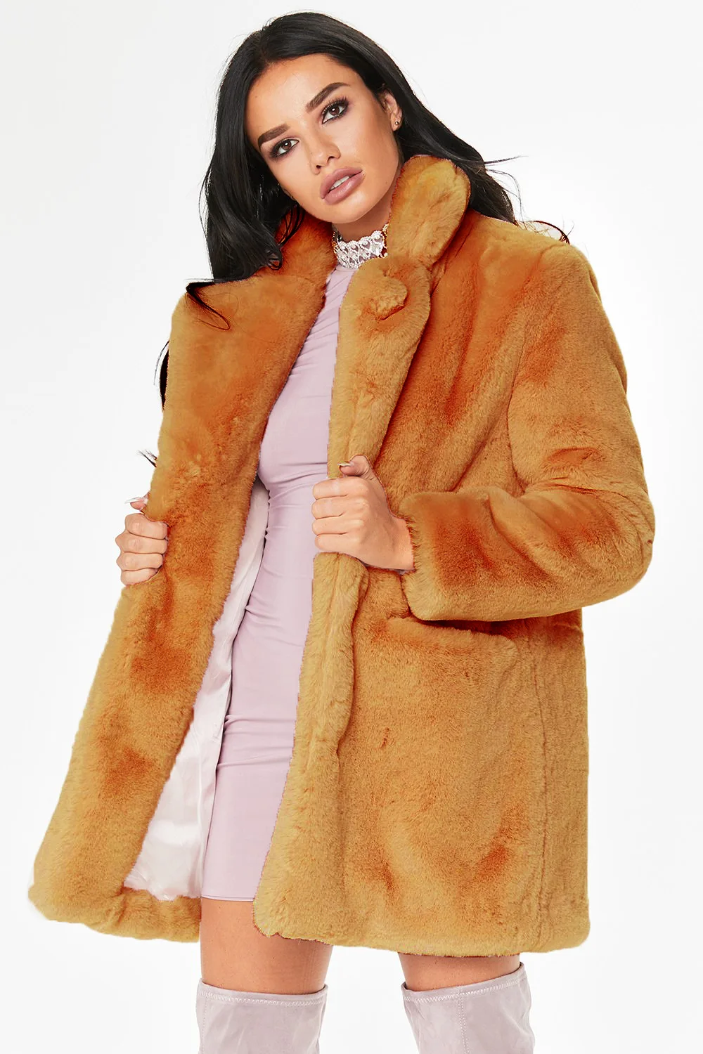 Женское зимнее пальто размера плюс, розовый плюшевый мишка, искусственный мех, пушистое пальто, длинное пальто из искусственного меха, плотное, больше размера, пушистое длинное плюшевое пальто - Цвет: Camel