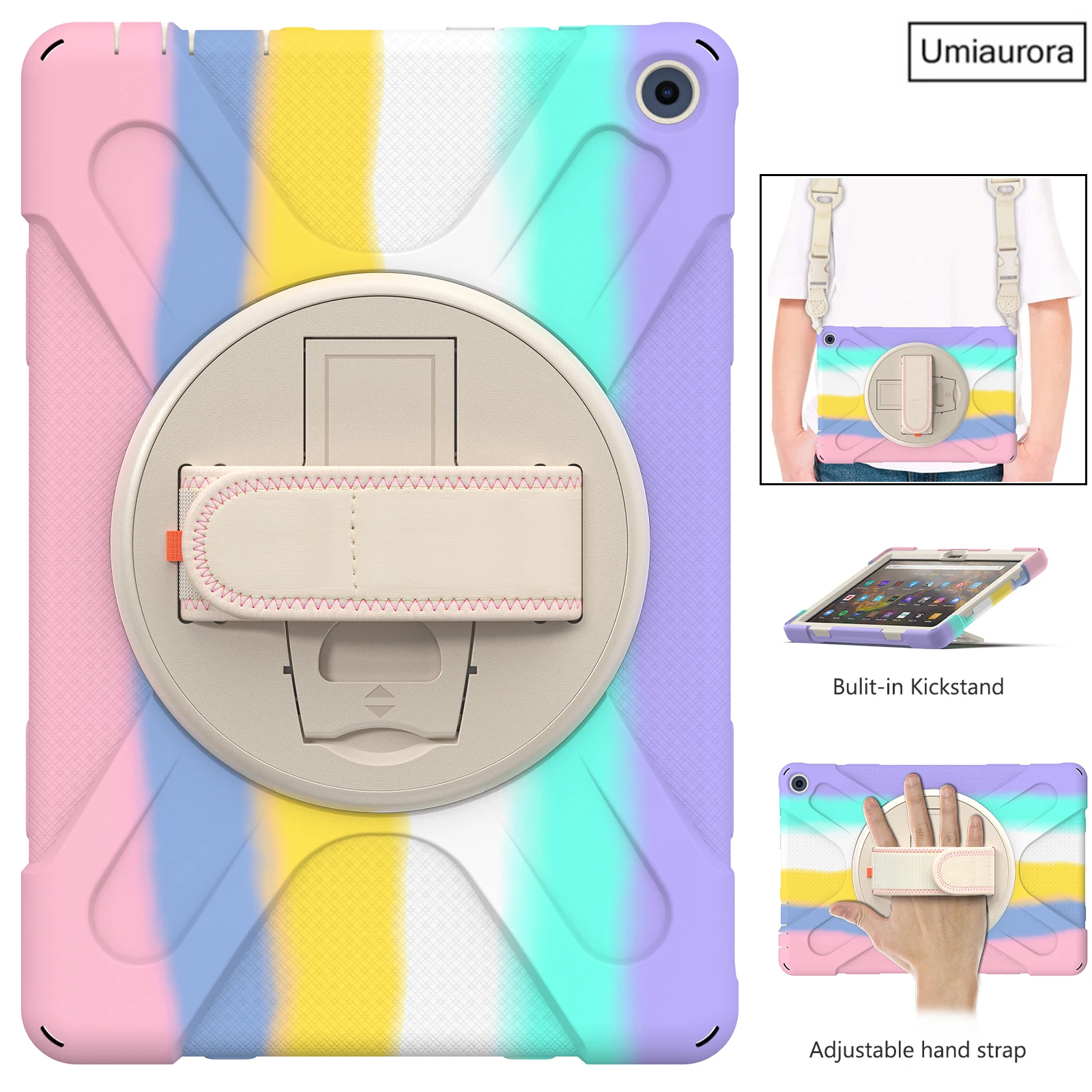 Custodia Per Cavalletto Con Cinturino Rotante 360 Per Kindle Fire7 Fire 7 2022 Hd10 Hd 10 2021 Hd8 Hd 8 Plus 2020 Custodia Antiurto Per Tablet