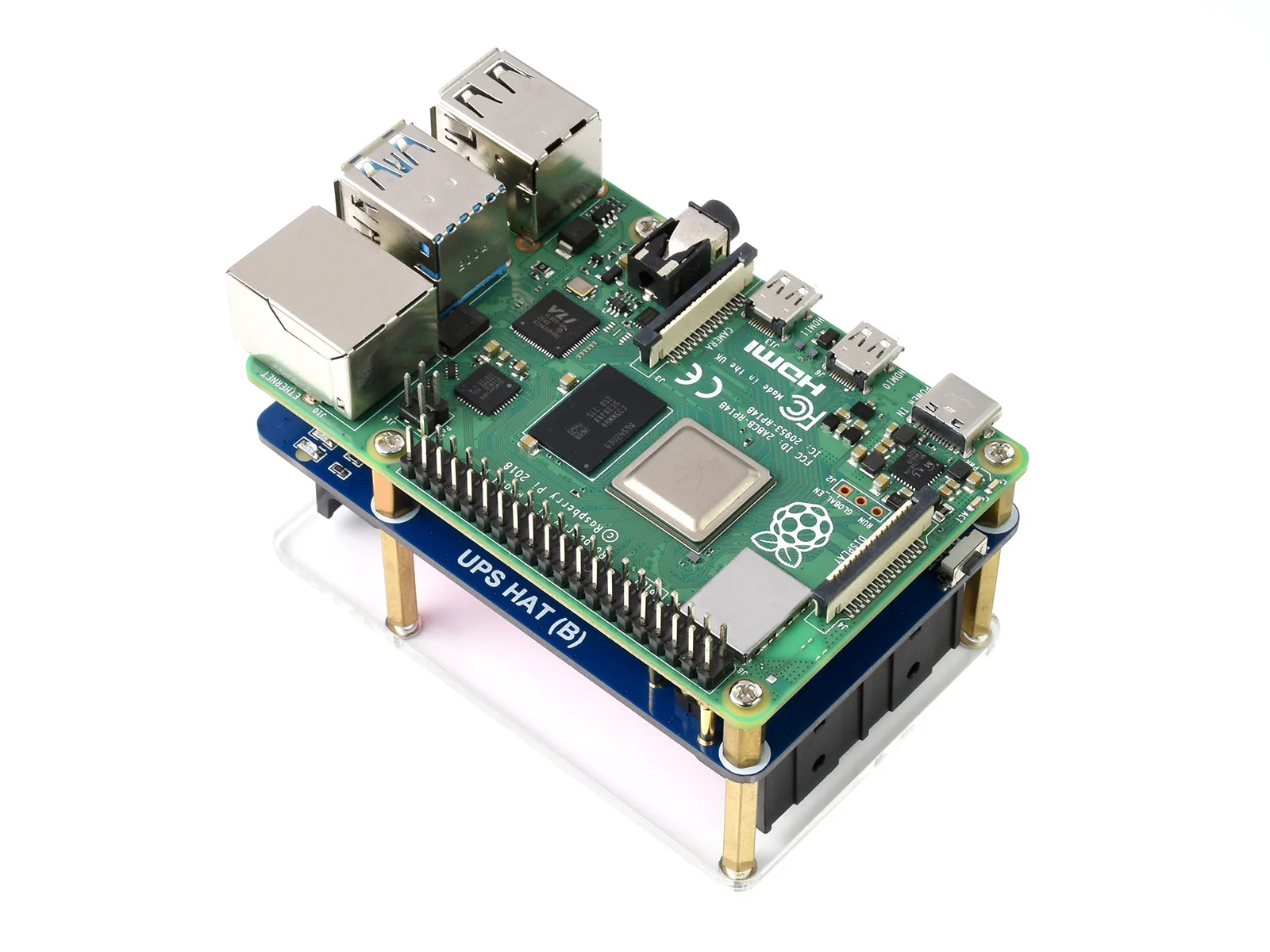 Wavprincipare-chapéu Ups b para Raspberry pi 3b Mais 4b Etc. Fonte de Alimentação Ininterrupta de 5v Alta Corrente 5a Conector Pogo Pin - Imagem 4