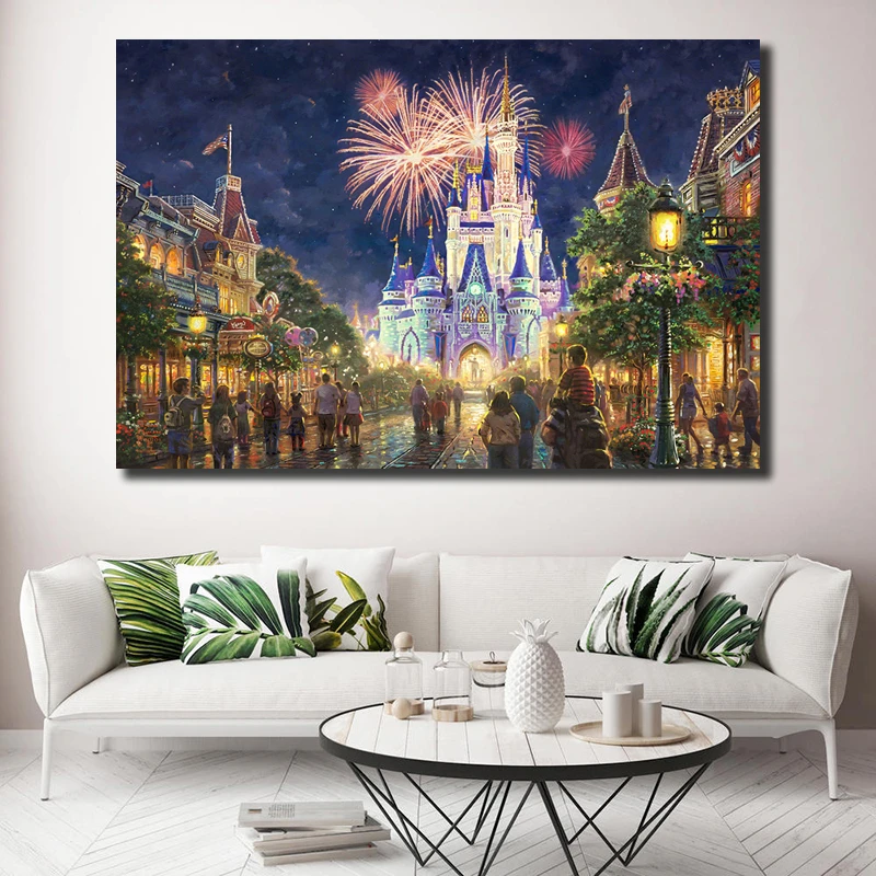 

Main Street USA By Thomas Kinkade Canvas Painting Print Bedroom Home Decor Modern Wall Art Oil Painting Poster Picture Framework