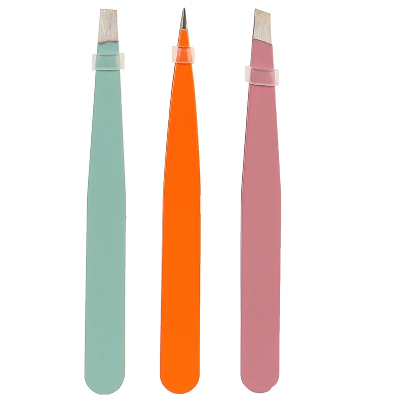 4Pcs/set Stainless Eyebrow Tweezers Steel Point Slant Flat Tip Removal Makeup Professional Hair Removal Eyebrow Pliers Clip