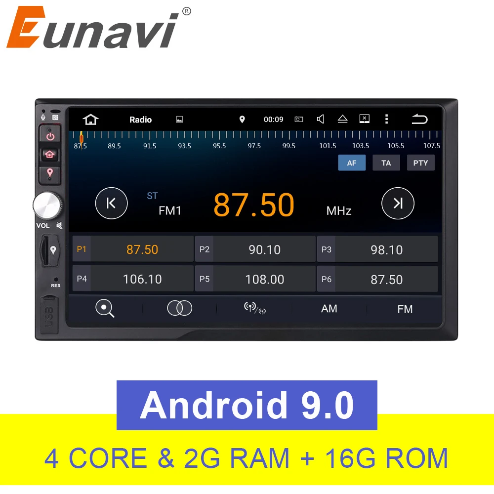 Eunavi Универсальный 2 din Android 8,1 автомобилей Радио gps + Wifi + Bluetooth + quad core Процессор + DDR3 + Рулевое управление + ПК автомобиля + 2G RAM
