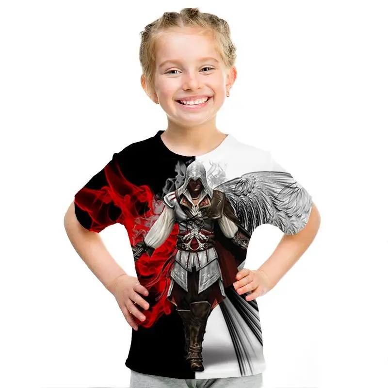 Camiseta de manga corta con estampado 3D Assassin Creed Altai para nios y nias