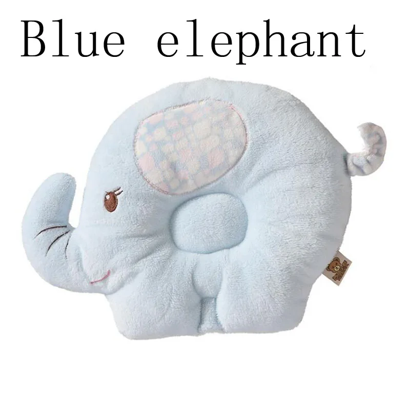 Детские подушки с мультяшным рисунком, хлопковая подушка для укладки головы, дышащая моющаяся Подушка с защитой от укуса и подголовника - Цвет: Blue elephant