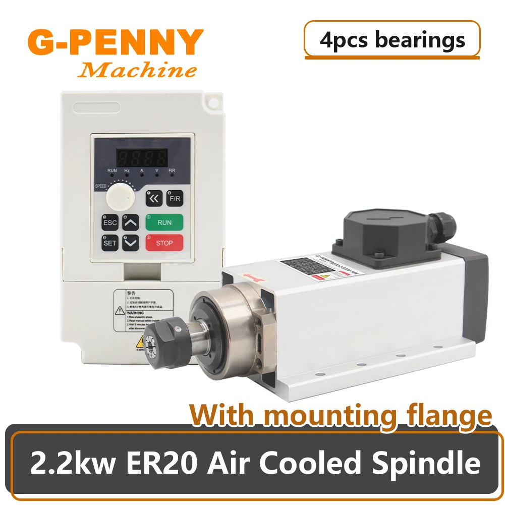 CNC spindle Motor Air cooling  220v 2.2kw ER20 Air cooled spindle 2.2KW QL-Inverter 300Hz 4pcs Ceramic ball bearigs