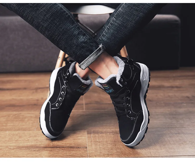AGUTZM Mens Boots Winter Snow Boots Men Winter Shoes Warm Ankle Boots Warm Casual Shoes Men Plush Sneakers big size 39-48 Y870