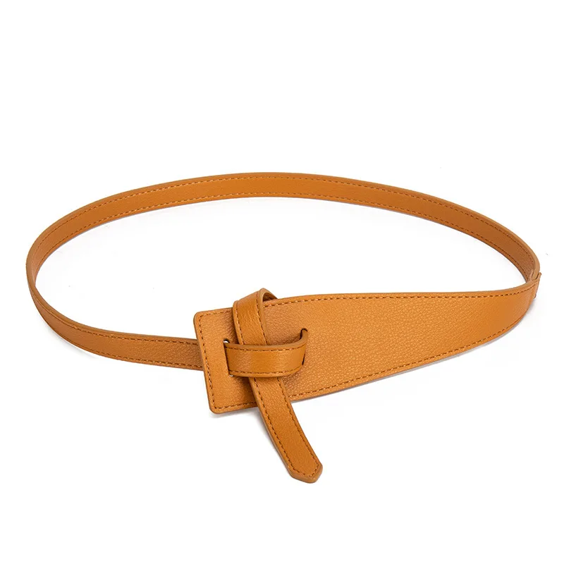 

2020 waist seal with skirt belt design sense niche ladies simple women's solid yellow luxury designer women belt for women