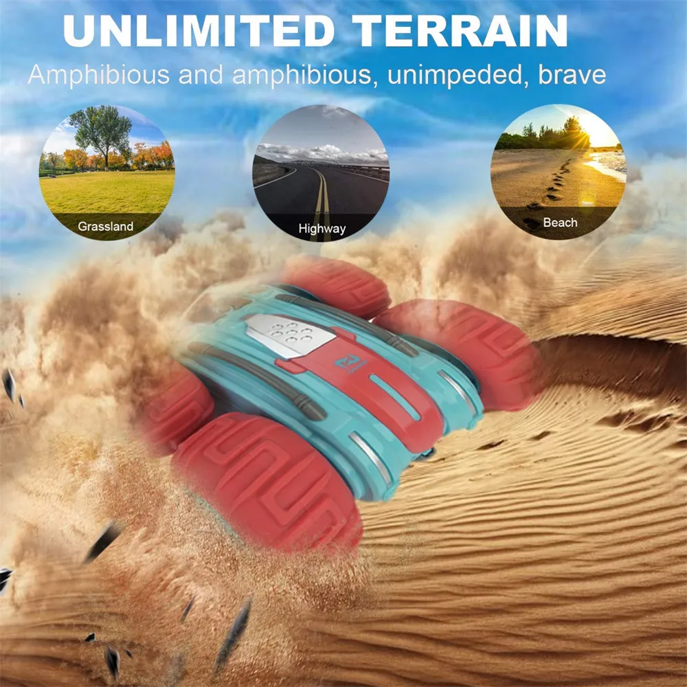 Водонепроницаемый Электрический трюк игрушечный автомобиль 4WD Am-phibious RC лодка Двусторонняя вождение