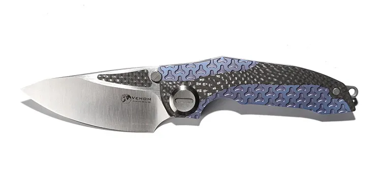 

Kevin John VENOM Armor Flipper M390 Folding Knife Titanium Ceramic KVT Ball Bearing Hunting Survival Gift Pocket Knifes EDC