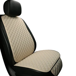 Premium Universal Linen Car Seat Cover Protector - Summer Cushion Pad for Cars, SUVs, and Pick-ups (Beige 1 piece)