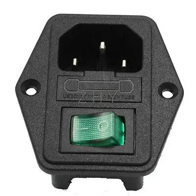 AC 250V 10A 3P IEC320 C14 Силовая розетка w держатель предохранителя черный зеленый