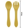 BPA Free Soft Silicone Spoon For Baby Utensils Set Auxiliary Food Toddler Learn To Eat Training Bendable Fork Children Tableware 5