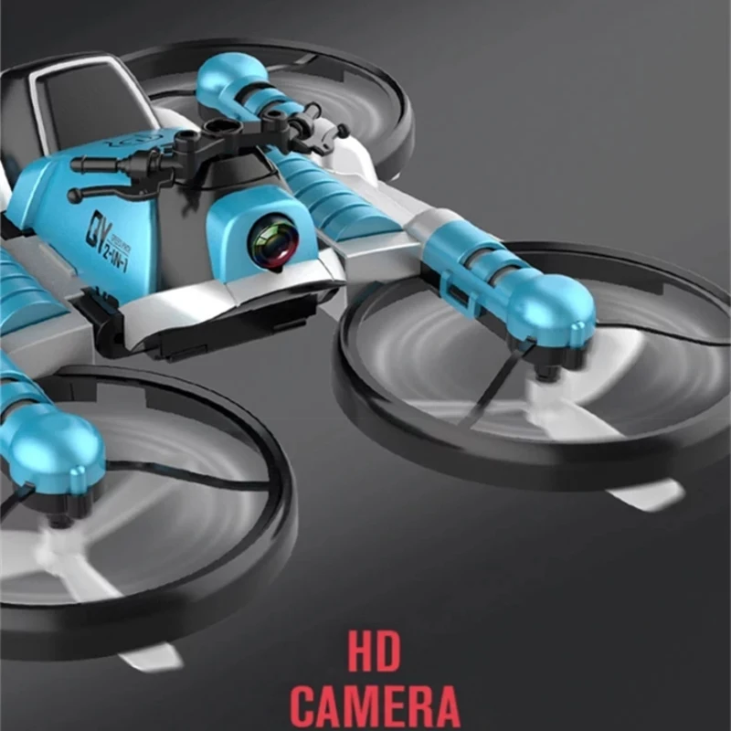 랜드 에어 듀얼 모드 2In1 변형 RC 드론 2.4G 4K HD 카메라 고도 홀드 스마트 호버 시계 제어 RC 쿼드콥터 오토바이