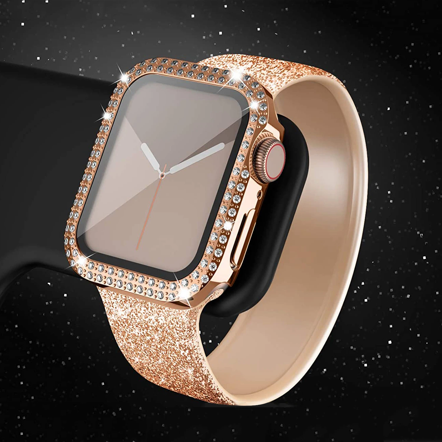Coque en diamant pour Apple watch 7, 41mm, 45mm, 44mm, 40mm, 42mm, 38mm,  accessoires, couvercle de protection scintillant, pour iWatch série 3 4 5 6  se | AliExpress