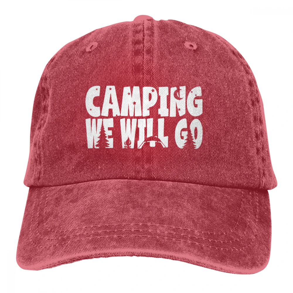 Кемпинг мы будем ходить Casquette темно-синий унисекс Мужские Женские джинсовые бейсболка с ремешком кепки Регулируемый Гольф папа шляпа