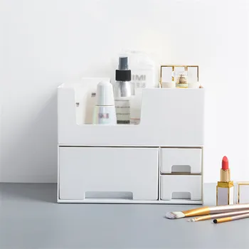 

Grey White Plastic Cosmetic Drawer Makeup Organizer Makeup Storage Box Container Nail Casket Holder Desktop Sundry Storage Case