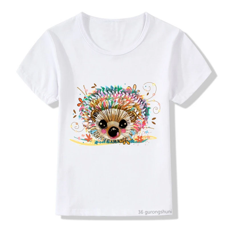 

Funny Kids Tshirt Clothes Animals Chicken and Mouse Print Boy/girl Graphic T-shirt Camisetas Anime White Summer Baby Shirt Tops