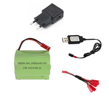

6v 2400mah NiMH Battery + 6V Charger For Rc toys Cars Boats Gun Tanks Trucks Robots AA Ni-MH 6v Rechargeable Battery Pack 1-2Pcs
