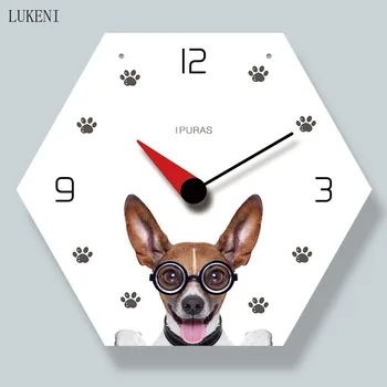

Acrylic puppy Hexagonal 14-inch lanyard wall clock home decor wall decor
