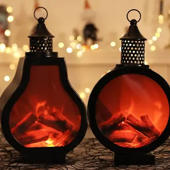

LED Flame Lantern Simulation Fireplace Wind Lamp Charcoal Flame AAA Battery Courtyard Living Room Halloween Christmas