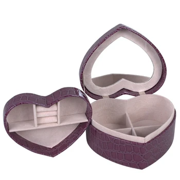 

Heart-Shaped Jewelry Box Portable Jewelry Storage Box PU Leather Ring Bracelet Earring Organizer Case Gift