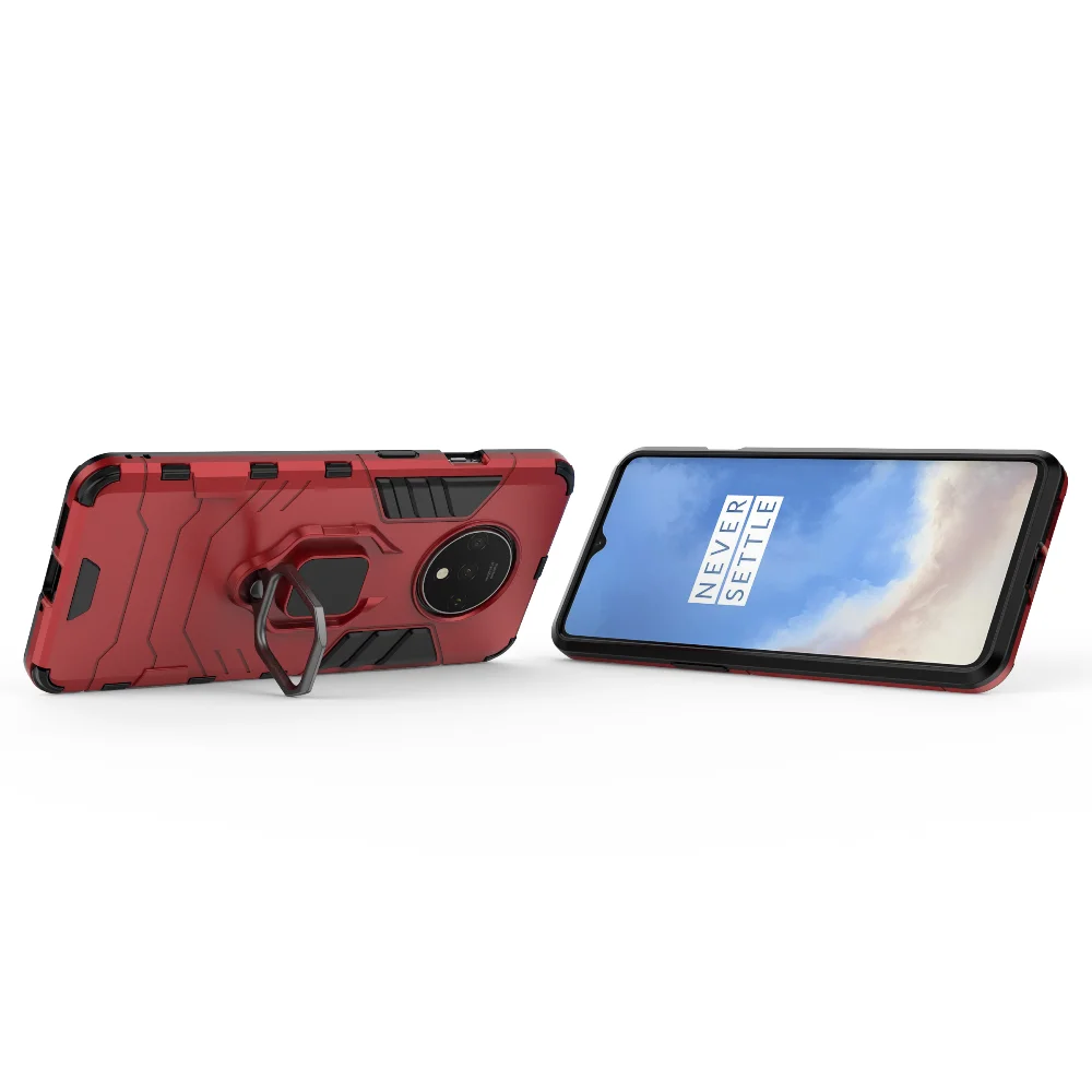 Противоударный чехол для oneplus 7T 1+ 7T 6,5" чехол для телефона PC+ силиконовый чехол Железный человек с подставкой