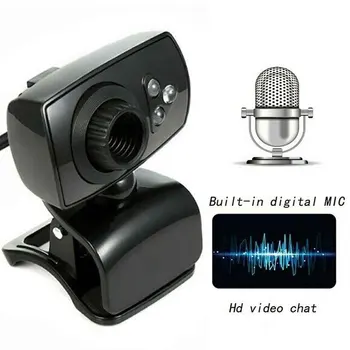 

Computer Camera Live Streaming 480P 30fps HD Webcam Conferencing Teaching Online Work With Microphone USB Clip On 3 LED Light
