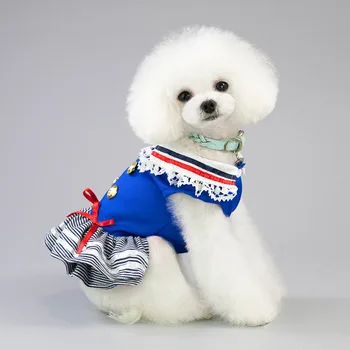 

Cool Uniform Dog Dresses Cute Bow-tie Lace Dog Costume Tutu Dog Princess Dress for Yorkshire Terrier Pomeranian Girl Dog Clothes