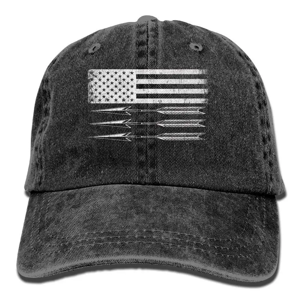 Лук Охотник Флаг США Винтаж Охота классический унисекс Бейсбол Регулируемый Мыть окрашенный хлопок мяч черный