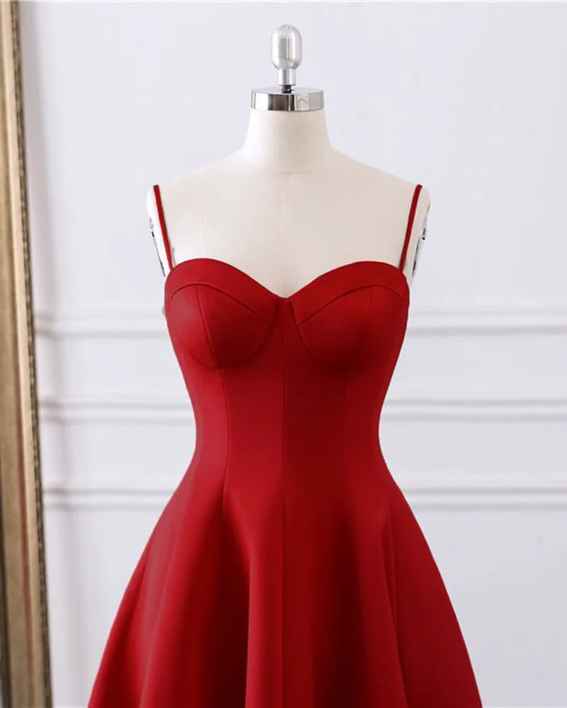 Элегантные атласные Спагетти ремень на шнуровке Vestidos De Festa вечерние платья без рукавов платье-миди для выпускного вечерние платья - Цвет: Burgundy