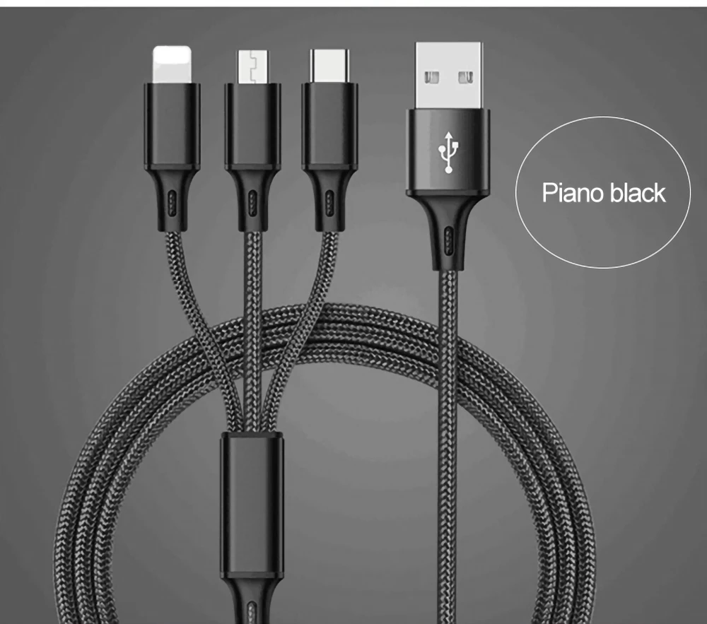 3 в 1 USB кабель для зарядки мобильного телефона для iPhone Micro type C кабель для телефона Android для samsung huawei Xiaomi провод для быстрой зарядки
