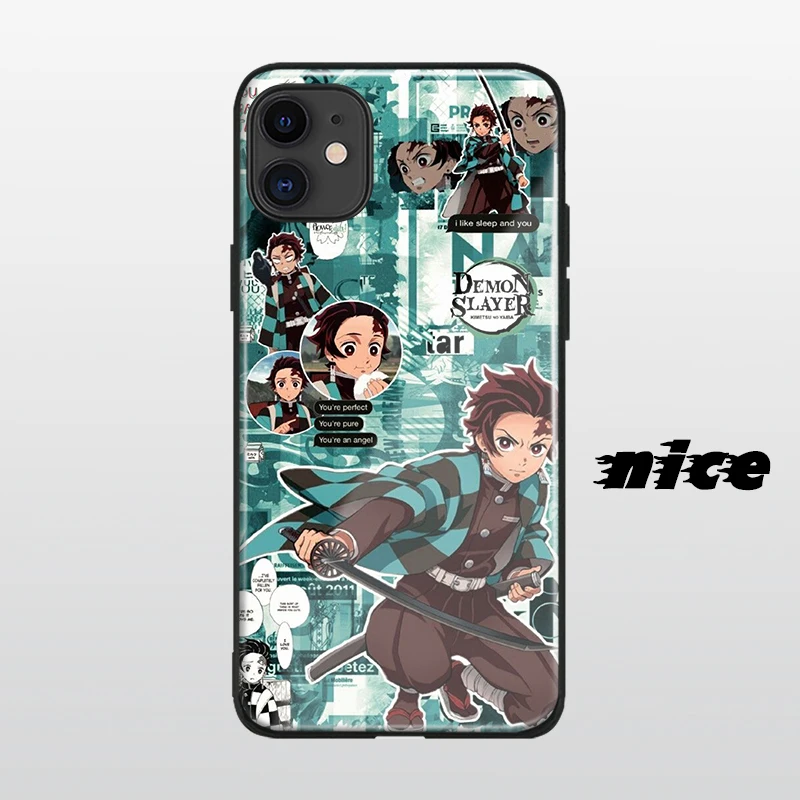 Чехол Kamado Tanjirou Kimetsu no Yaiba для iPhone SE 6s 7 8 x xr xs 11 pro max Samsung s note 10 20 plus стеклянный чехол