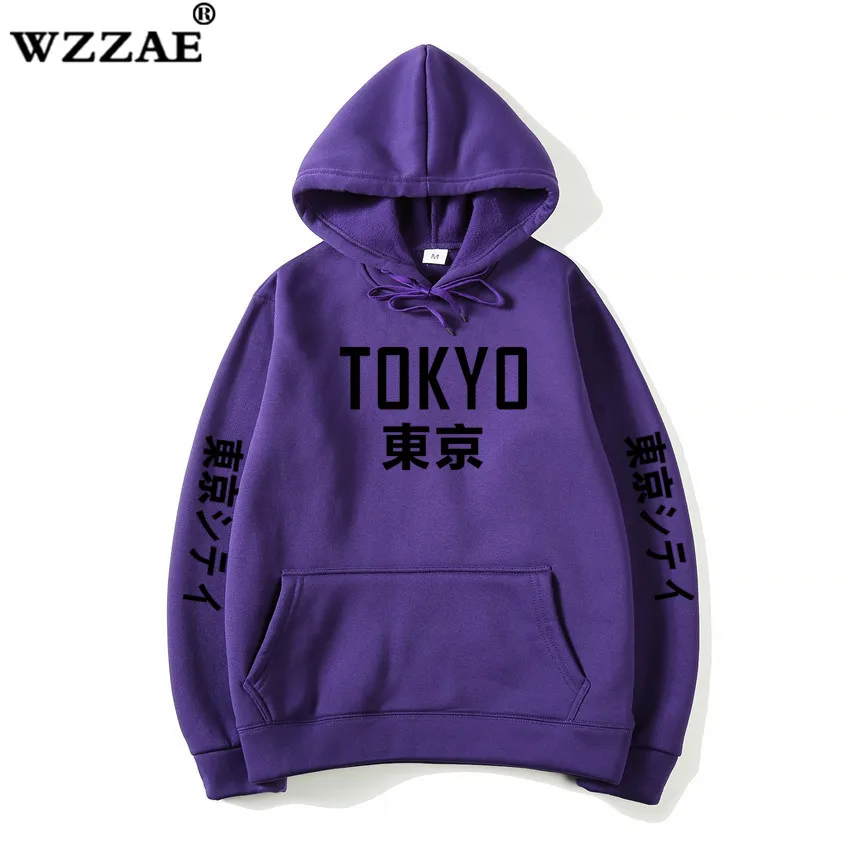 Новое поступление, толстовки в японском стиле Харадзюку, пуловер с рисунком города, толстовка в стиле хип-хоп, уличная одежда для мужчин/женщин, черные толстовки S-3XL - Цвет: Purple 2